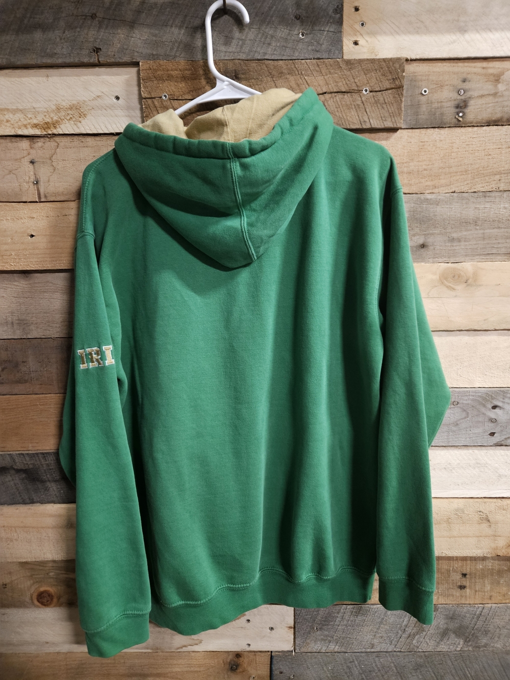 Green Notre Dame Pullover Hoodie with Tan Lining - Picture 5 of 6
